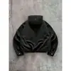 Tamanho europeu [Masculino Transfronteiriço] Nova camisa longa de ganga preta não elástica para homem para todas as estações