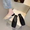 Chinelos de Moda com Solado Plano Estilo Coreano Toe-Toe para Mulheres 2025 Novo Estilo Sandálias Preguiçosas Antiderrapantes Simples Sapatos de Malha Respirável