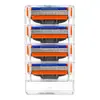 Aparelho de barbear manual masculino em estoque com lâminas de três camadas, cabeça de lâmina de aço inoxidável multicamada, modelo bicolor laranja e azul
