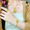 Jindian Mismo Estilo Oro Arena Antiguo Song Yun Cuatro Ruyi Colgante Pulsera Lujo Ligero Atmosférico Juego de Tres Piezas Regalo para Novia