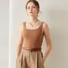 Suéter de cachemira pura para mujer con escote cuadrado, top interior sin mangas, diseño ajustado, suave y amigable con la piel, se puede usar como capa exterior