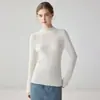 Suéter ajustado, que moldea la figura, nuevo para otoño/invierno, 100% cachemira para mujer, cuello semialto, ajustado, jersey de canalé, capa base