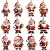 Set de Árbol de Navidad y Papá Noel, Perfecto para las Fiestas, 12 Adornos Decorativos, Decoraciones Colgantes, Decoración de Madera para el Hogar