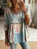 2026 Moda Femenina Europea y Americana Estilo Transfronterizo Único Casual Patchwork Encaje Cuello Redondo Top Vintage para Verano