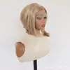 Venta al por mayor de fábrica de pelucas de encaje frontal para mujer europeas y americanas con un aspecto natural, de longitud media, blancas y un estilo bob realista hechas de fibras sintéticas
