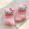 Calcetines tubulares acolchados de forro polar de coral con cabeza tridimensional de dibujos animados lindos, para otoño e invierno, para el hogar, el dormitorio, cálidos para el piso