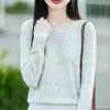 Atacado Transfronteiriço Outono e Inverno Nova Moda Suéter de Gola Redonda com Textura de Fio Quente Tricô Versátil Estilo Ocidental Camiseta Básica Feminina