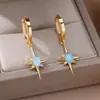 Pendientes de Estrella de Ocho Puntas con Circonita Incrustada Estilo Retro de Lujo Ligero Transfronterizos Pendientes Solares Diseño de Nicho Simples y Versátiles Venta al por Mayor