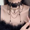 Collar de Encaje Hueco Rosa Oscuro con Borla Gargantilla Accesorios para Mujer Cadena para el Cuello Dulce Fresca de Nicho Joyería