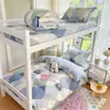 Juego de Tres Piezas de Cama para Dormitorio Estudiantil de Algodón Puro, Funda de Edredón de Algodón para Estudiante Universitario, Juego Completo de Colchón, Sábana Plana y Sábana Ajustable Seis Piezas