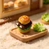 Mini Hamburguesa Acanalada Simulación Restaurante de Comida Rápida Juguete de Resina Pegamento de Crema Accesorio para Llavero DIY Kit de Materiales