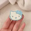 Desenho Fofo Gatinho Azul e Rosa Grande Laço Presilha Bico de Pato Mechas Coração de Menina Doce Versátil Presilha para Franja