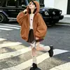 Jaqueta com capuz infantil para meninas, para usar na primavera e no outono, jaqueta de corte solto para crianças maiores, blusa cardigã casual estilosa para meninas pequenas