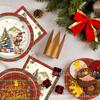 Mm305 Cuadros Navideños Árbol de Navidad Fiesta Navideña Vacaciones Cumpleaños Vajilla para 8 Personas Set de 4 Piezas Platos de Papel Servilletas de Papel Vasos de Papel