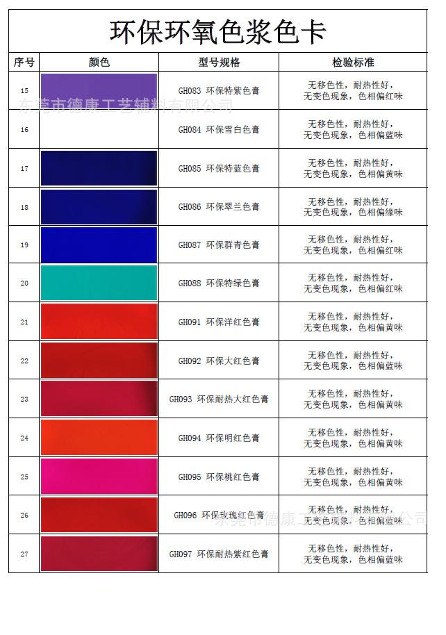 环保环氧色浆色卡2