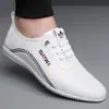Sapatos de Couro de Verão, Sapatos Masculinos de Couro Macio, Sapatos Casuais de Negócios Masculinos com Solado Macio, Mocassins Leves de Calçar Sem Cadarço, Sapatos Brancos