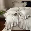 Sencillo Retro Francés Algodón Doble Capa Hilo Cuatro Piezas Encaje Algodón Retro Nicho Japonés Cama