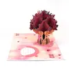 Tarjeta de felicitación con ramo de rosas rojas 3D y lazo para el Día de San Valentín, Tarjeta de regalo de cumpleaños creativa hecha a mano, Venta al por mayor transfronteriza