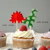 Decoração de festa mesa de sobremesas aniversário bolo dinossauro decoração palito cartão inserção 24