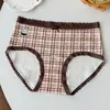 A9869 Estampa de Leopardo Bolinhas Marrom Pó Suave Maillard Roupa Íntima Feminina Confortável Amiga da Pele Outono Inverno Algodão Puro Gancho Estendido 10A