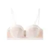 Sujetador strapless de media copa para mujeres con poco busto, diseñado para realzar y hacer que el pecho plano luzca más grande, con relleno grueso, encaje y características antideslizantes