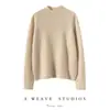Tricô de Peça Única de Caxemira Novo Outono/Inverno para Mulheres, Solto, Padrão de Zimbro, Gola Meia-Alta, Cor Sólida, Simples, Versátil, Tricô Base