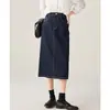 Moda Nueva Otoño 2024 Falda de Mezclilla de Cintura Alta de Tubo Recto Adelgazante con Abertura Trasera para Mujer