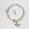 Pulseira de Jade Tianshan de Luxo Acessível em Nicho para Mulheres Pulseira de Contas Retro Pérola Lírio-do-vale como Presente para Melhores Amigas