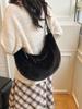 2025 Nuevo Otoño e Invierno Bolso Cruzado Casual Japonés y Coreano Color Caramelo Moda Bolso Dumpling Textura Imitación Minka Bolso de Axila