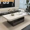 Mesa de Centro Rectangular Lujo Ligero Moderna Simple Minimalista Italiano de Gama Alta Apartamento Pequeño Sala de Estar Hogar Pizarra Diseñador