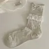 Meias finas de verão com laço de fita de renda série miu sem costura para mulheres, menina de balé, JK, Lolita, meias largas