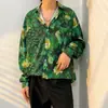 Camisa Floral Retrô Vintage Estilo Hong Kong para Homens e Mulheres Verão Tendência Marca Havaiana Despojada Cool Solta Camisa de Manga Longa Casaco para Casal