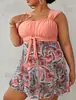 2025 Novo Comércio Exterior Transfronteiriço da Amazon Moda Praia Plus Size Multicor Cobertura da Barriga Biquíni Duas Peças Estilo Saia Roupa de Banho Feminina