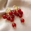 Brincos Ankora Vermelhos Retro Exquisitos com Franjas de Miçangas Luxo Acessível Estilo Elegante de Dama de Alto Padrão Brincos Únicos