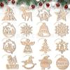 Decoração de Janela de Natal Combinada Pingente Floco de Neve Boneco de Neve Alce Pingente Festa Árvore de Natal Arranjo de Atmosfera Lasca de Madeira