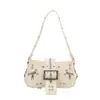Nuevo Bolso de Mano para Mujer 2025, con Textura, Remaches, Estampado de Leopardo, Bolso Cruzado para Moto, Bolso tipo Baguette para Hombro y Axila