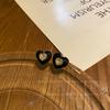 Pendientes Sencillos Estilo Retro para Mujer, Nuevos Pendientes Exagerados Personalizados de Corazón Negro con Circonita, Estilo Coreano Ins
