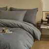 Juego de ropa de cama de cuatro piezas de algodón cepillado de color sólido estilo minimalista, funda de edredón de algodón puro, sábana, juego de ropa de cama de tres piezas para dormitorio