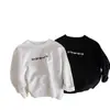 Ropa Unisex para Niños de Primavera y Otoño Camiseta Bebé Elegante Personalidad Infantil Moderna Blanca Algodón Puro Letra Impresión Negra Camiseta Base