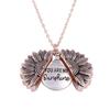 2019 nueva collar transfronterizo femenino girasol doble capa collar con letras flor de aleación de doble cara clavícula corta