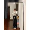 Calça Jeans Flare de Botão Duplo Estilo Retrô Americano para Mulheres, Novo Estilo Primavera 2026, Tamanhos Grandes Elástica Emagrecedora Bootcut