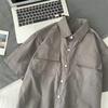 Camisa de Trabajo de Manga Larga con Bolsillo de Pie Guapo de Marca Nueva Moda Primavera y Otoño para Hombre Holgada Versátil Camisa Chaqueta
