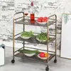 Estante de hierro de tres niveles para verduras para restaurantes de hot pot, estante de almacenamiento de cocina multicapa, estante para servir platos de hot pot, uso comercial