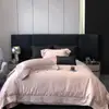 Set de Cuatro Piezas de Satén de Algodón de Fibra Larga de Lujo de Alta Gama, Funda de Edredón de Algodón Puro, Sábana Bajera, Ropa de Cama de Hotel