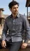 Camisa de Manga Larga para Hombre de Trabajo de Otoño Primavera de Venta Caliente Ropa de Trabajo de Algodón Casual Holgada Camisa Versátil para Exteriores Camisa Lavada para Hombre