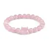 Pulseira de Contas Cabeça de Gato em Pedra Natural, Obsidiana Prateada, Pedra Olho de Tigre, Pedra Olho de Gato Rosa Branco, Pulseira da Sorte, Pulseira Cabeça de Gato em Cristal Rosa