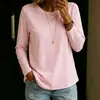 2026 Amazon transfronteiriço feminino roupa camiseta confortável versátil casual gola redonda ombro normal manga longa top para usar por cima e em camadas