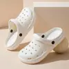 Zapatos con agujeros para mujer de suela gruesa, punta cerrada, para exteriores, lindos, pantuflas de baño caídas, para verano, para la playa, hombres