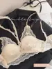 Ropa interior de encaje para colgar en el cuello transfronteriza para mujer, realce de pecho pequeño, pura seducción, sujetador francés sexy con tiras apiladas