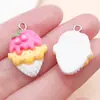 10 Piezas 24X16.5mm Juguete de Comida Artificial Resina Cereza Helado Multicapa Colgante Llavero DIY Accesorios de Joyería